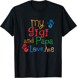 Gigi and Papa Love Me Grandkids T-Shirt - T-Shirt | Black