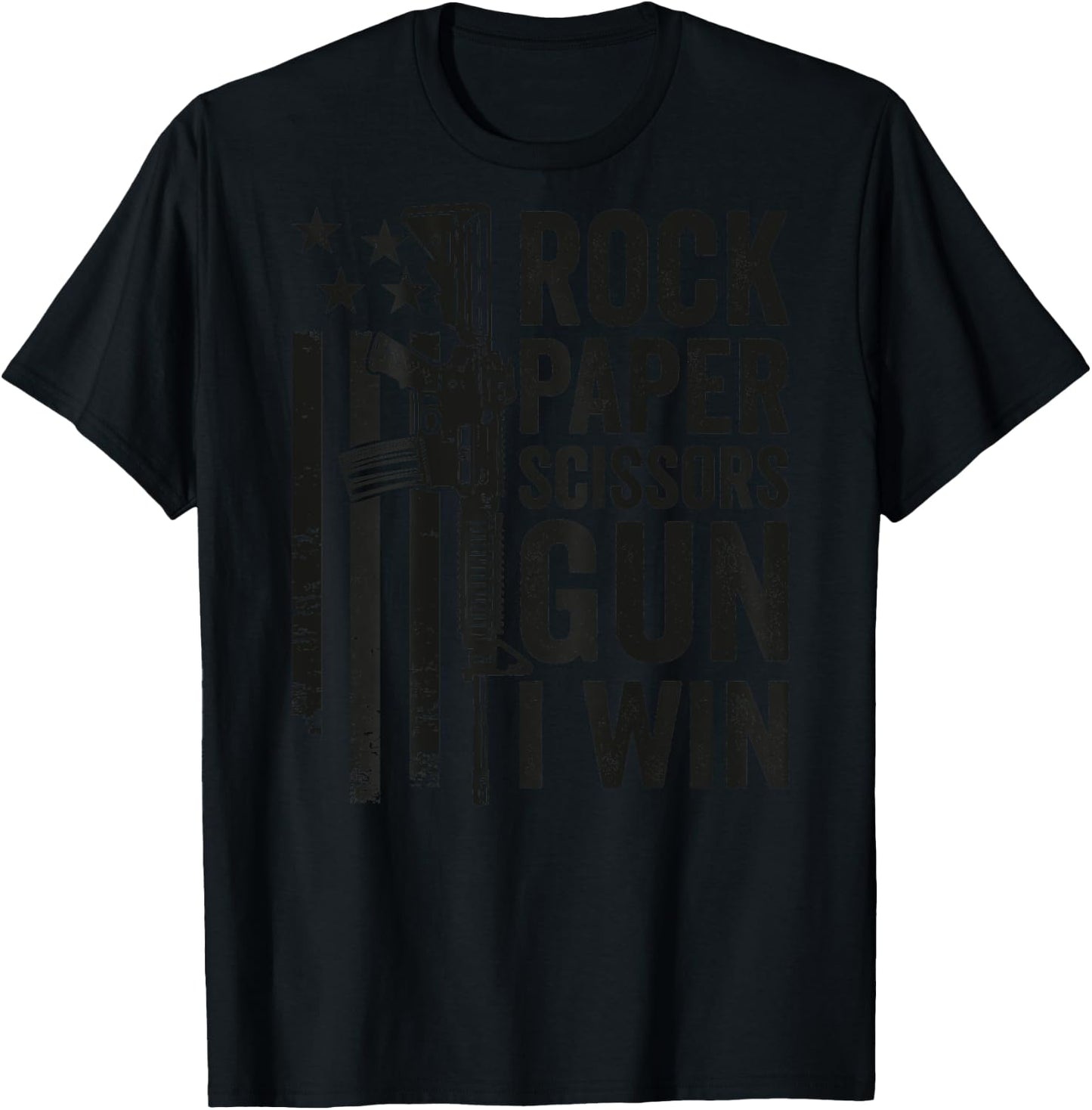 Paper Rock Scissors Gun - Camo Funny Dad Joke (ON BACK) T-Shirt - T-Shirt | Black