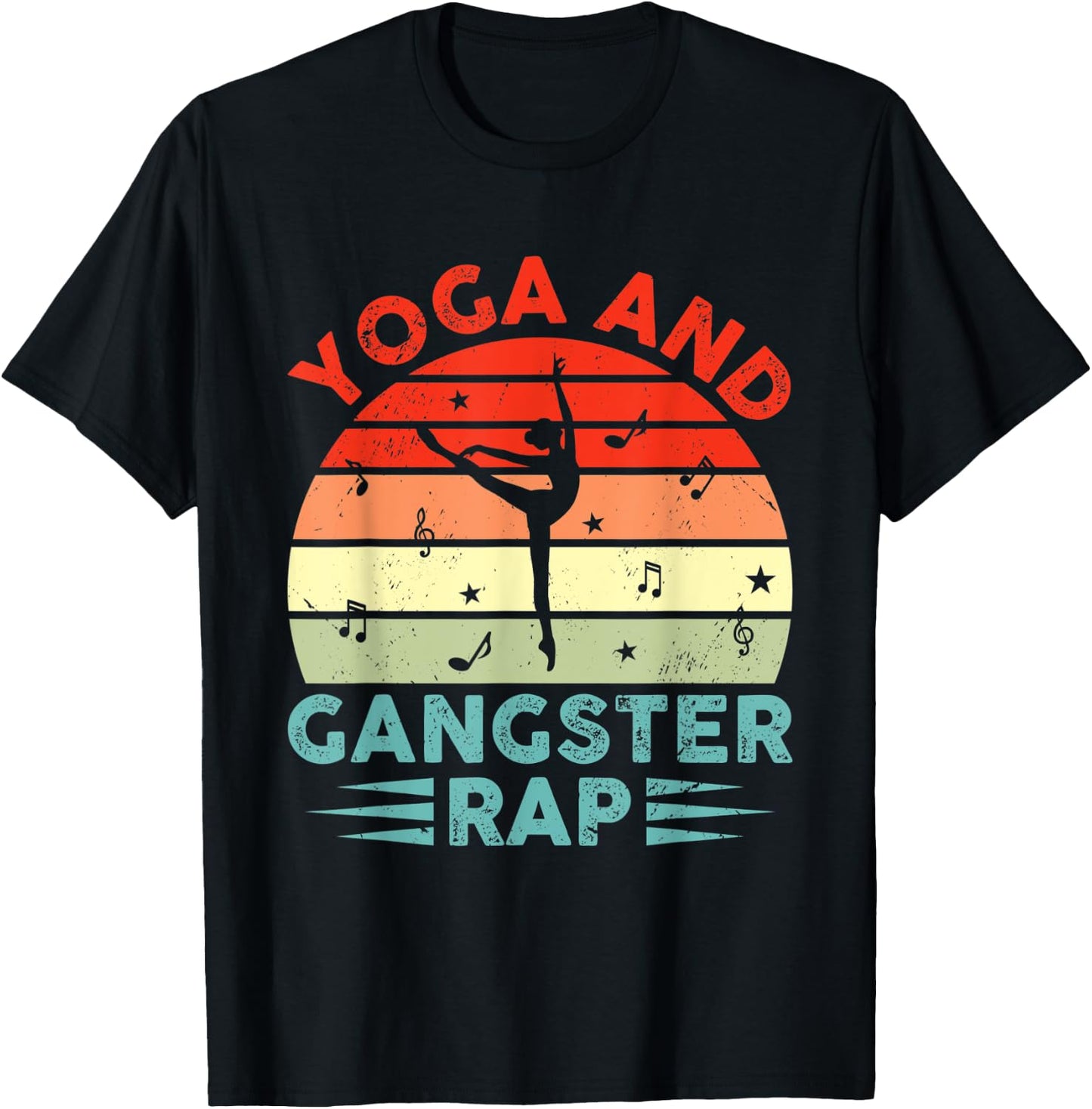 Yoga And Gangster Rap Funny Yoga Practitioner Rapping Fan T-Shirt - T-Shirt | Black
