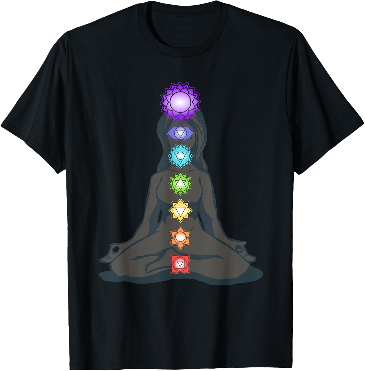 Yoga Meditation Spiritual Body Energy Chakra T-Shirt - T-Shirt | Black