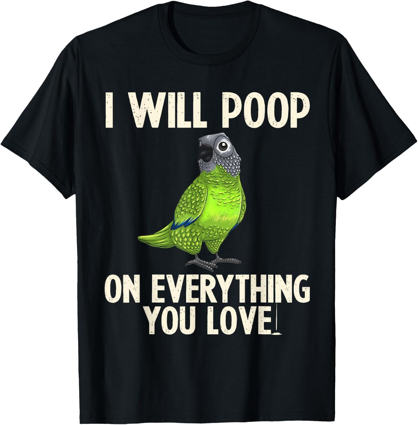 Funny Dusky Conure Design Parrot Lover Men Women Pet Bird T-Shirt - T-Shirt | Black
