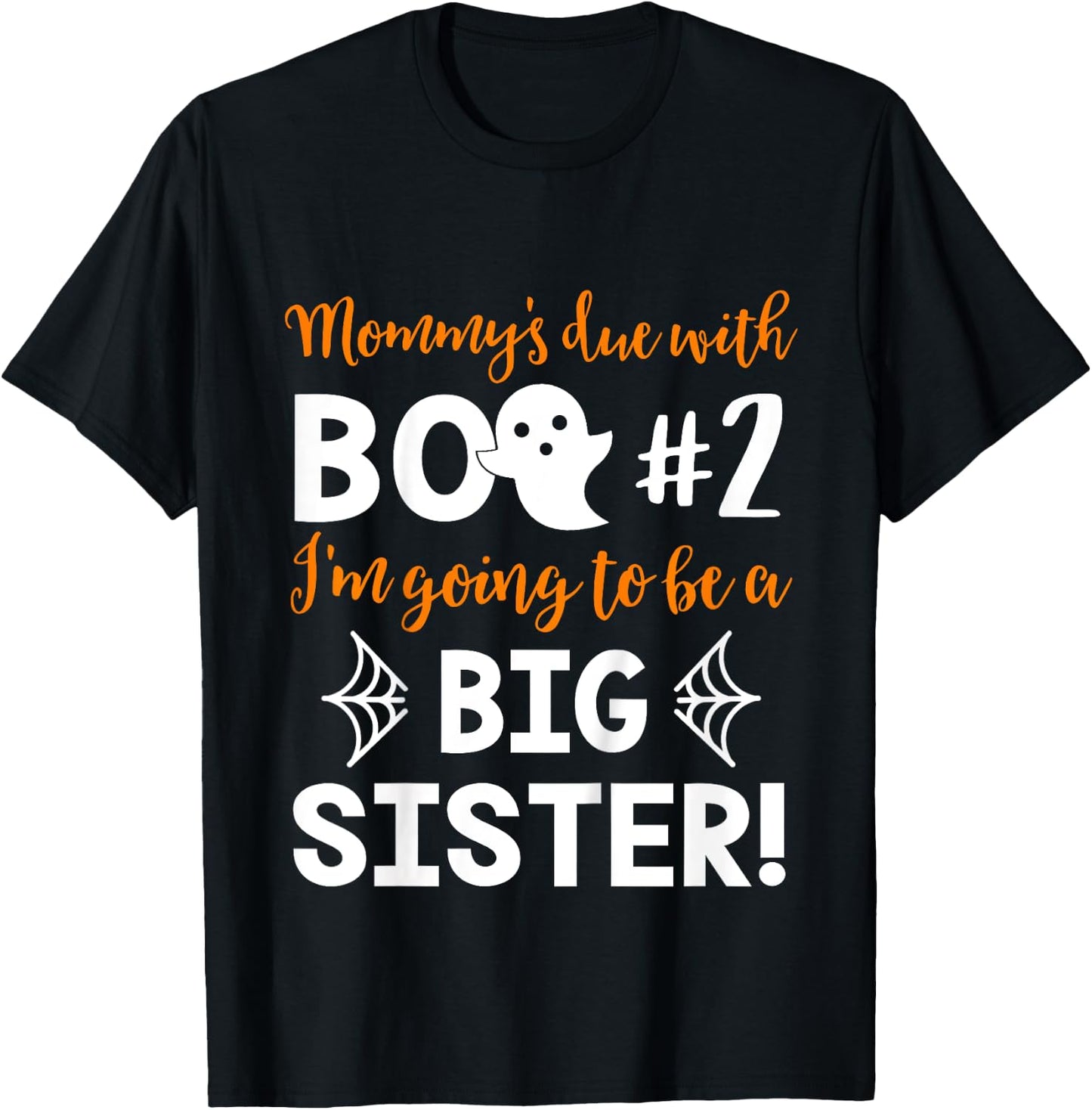 Kids Big Sister Halloween Pregnancy Announcement Shirt Boo #2 T-Shirt - T-Shirt | Black