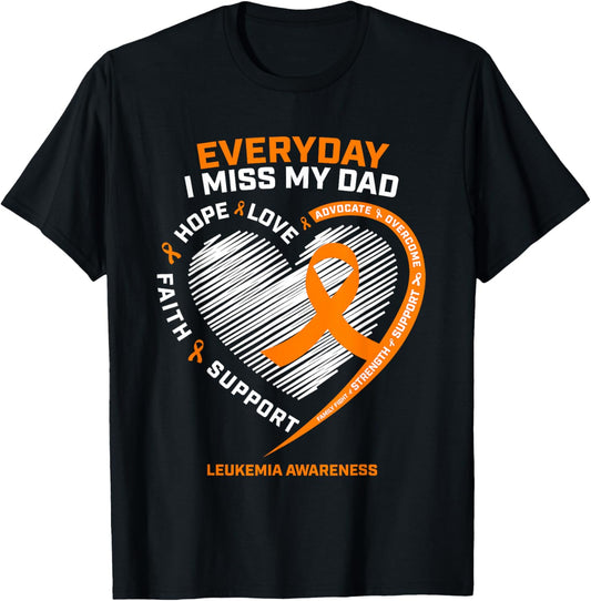 Loving Memory In Remembrance Dad Father Leukemia Awareness T-Shirt - T-Shirt | Black