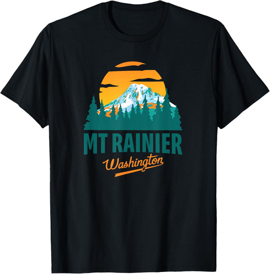 Washington Mt Rainier National Park Retro Vintage Design T-Shirt - T-Shirt | Black