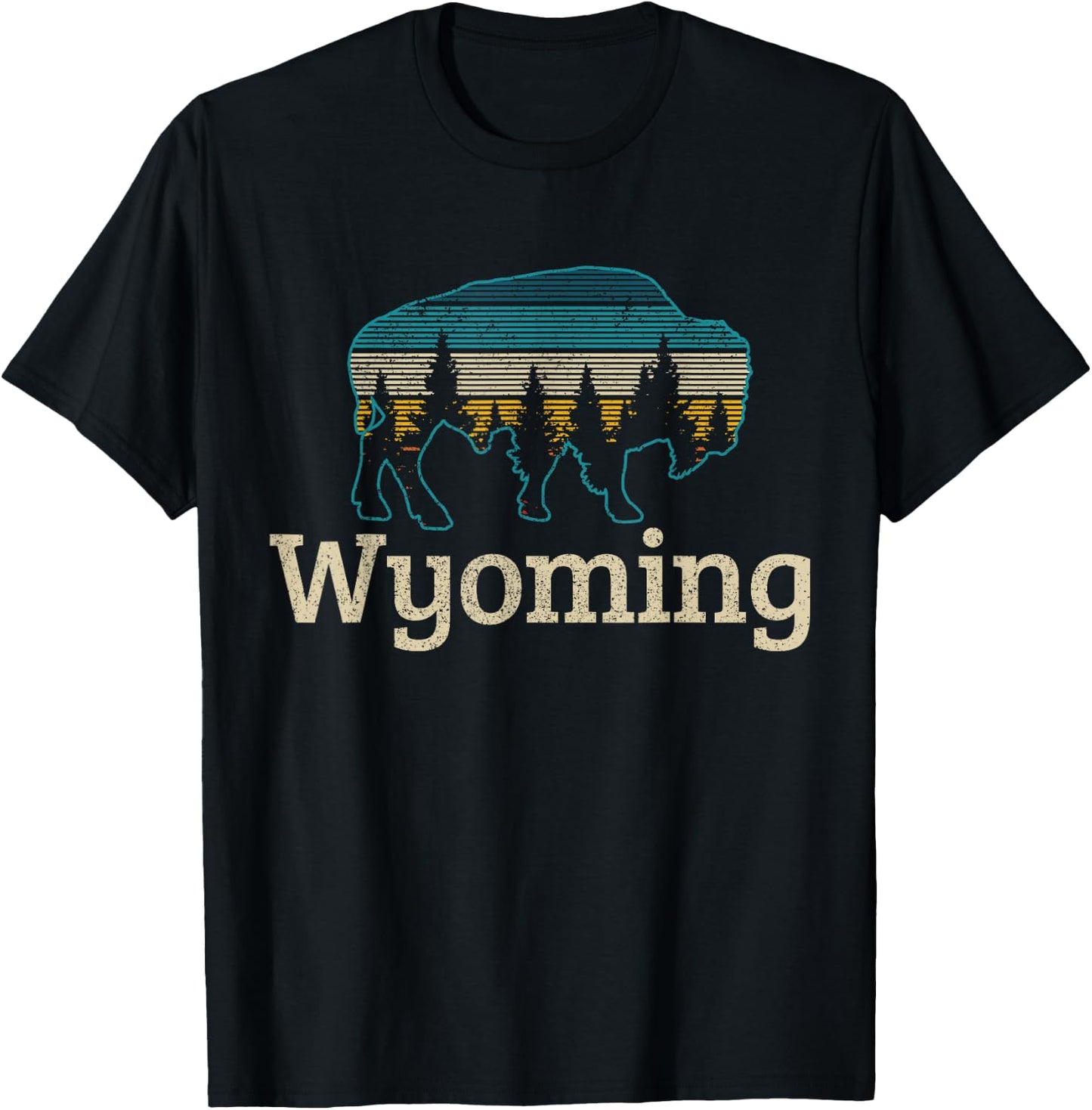 Wyoming Bison Vintage Souvenir T-Shirt - T-Shirt | Black