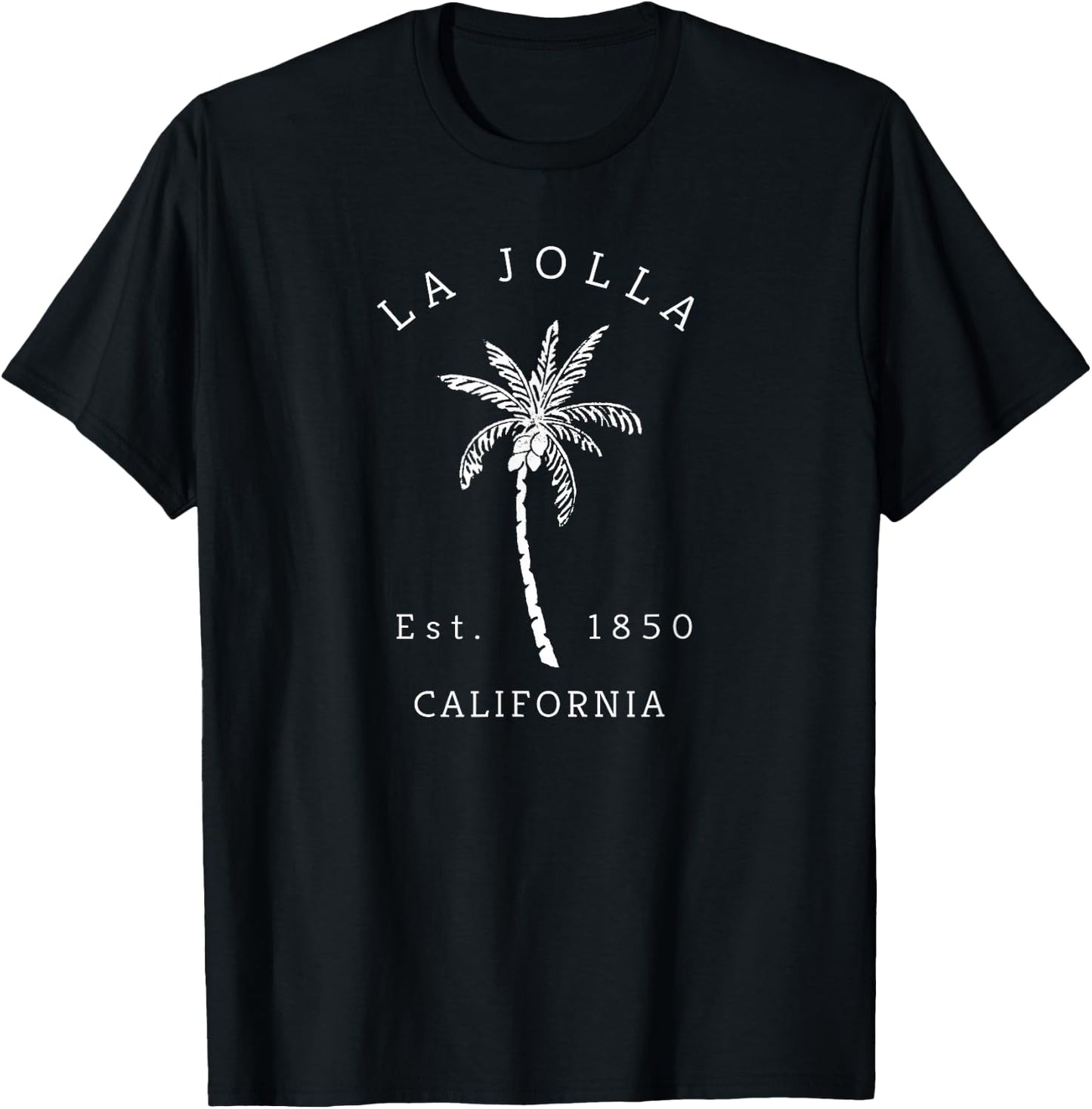 Retro Cool La Jolla California Palm Tree Graphic Novelty Art T-Shirt - T-Shirt | Black