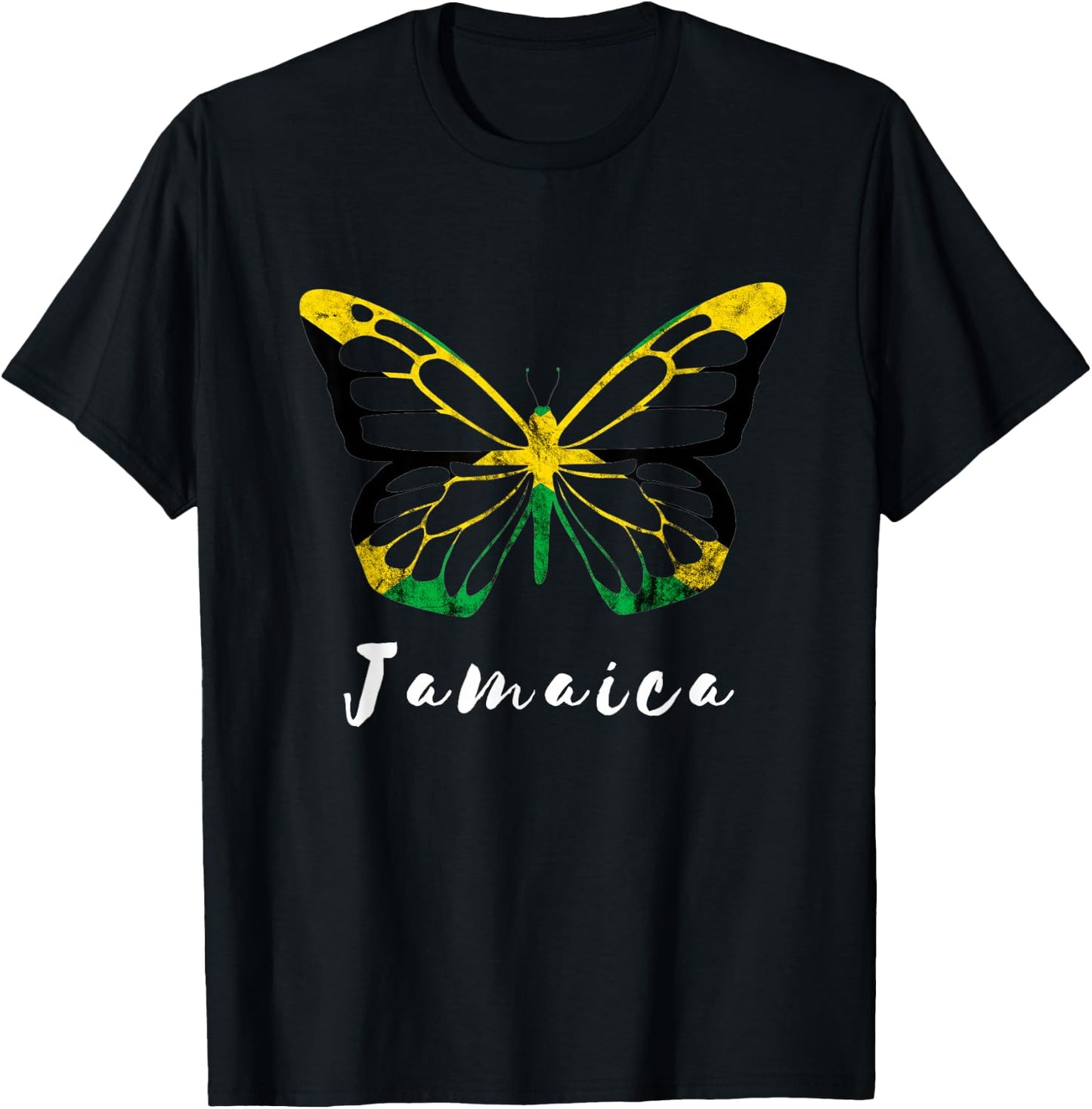 Jamaica Pride Jamaican Butterfly Heroic Roots Freedom T-Shirt - T-Shirt | Black