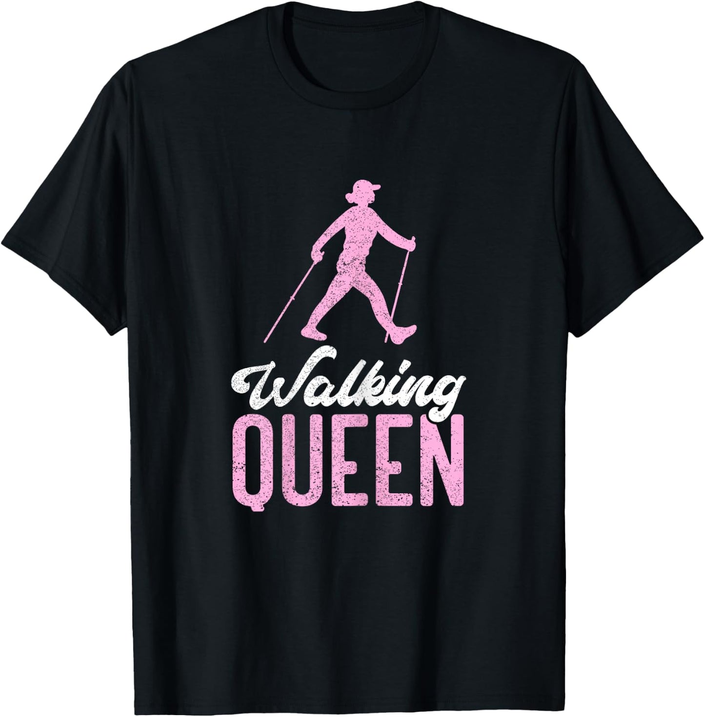 Walking Queen | Nature Mountain Trekking Funny Hiking T-Shirt - T-Shirt | Black