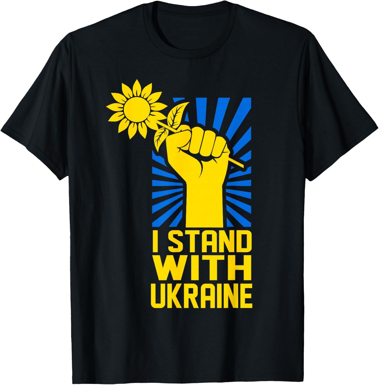 I Stand With Ukraine Sun-flower Support Ukraine Ukrainian T-Shirt - T-Shirt | Black