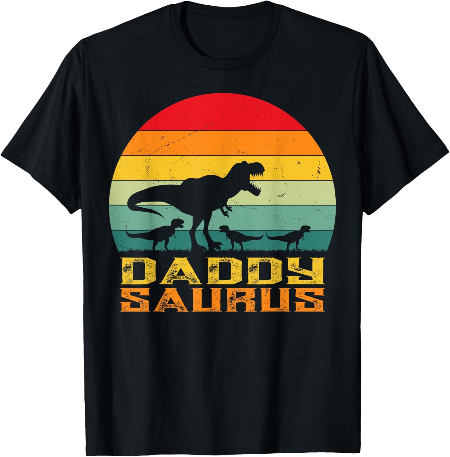 Daddy Saurus T Rex Dinosaur Fathers Day Family Matching dad T-Shirt - T-Shirt | Black