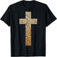 Cute Leopard Print Christian Cross | Funny Panther Love Gift T-Shirt - T-Shirt | Black