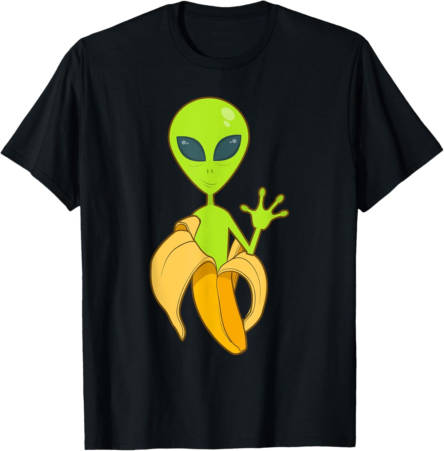 Alien in a Banana Extraterrestrial Roswell Funky Space T-Shirt - T-Shirt | Black