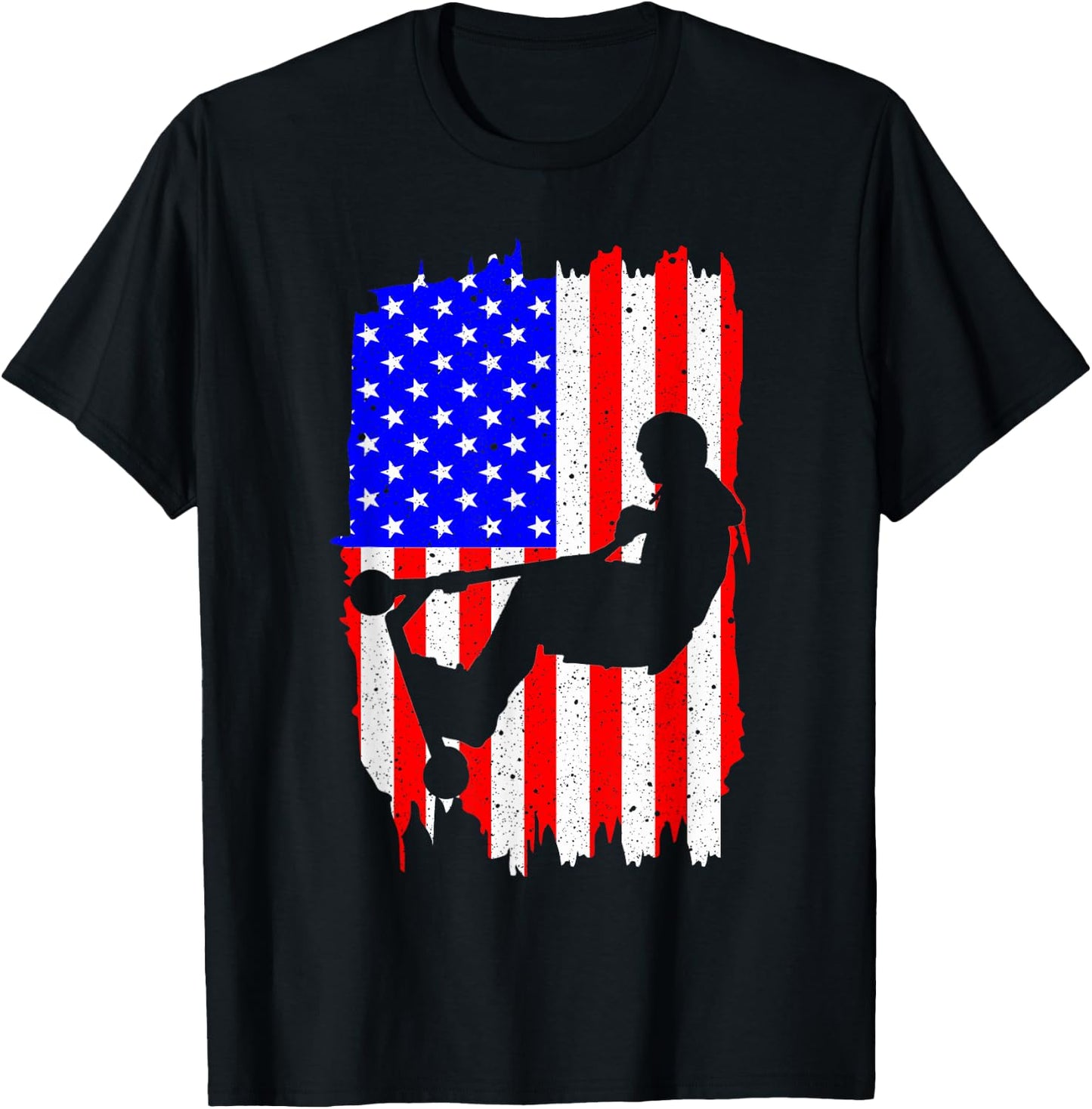 Funny American Flag Stunt Scooter Designs Men Women Riders T-Shirt - T-Shirt | Black