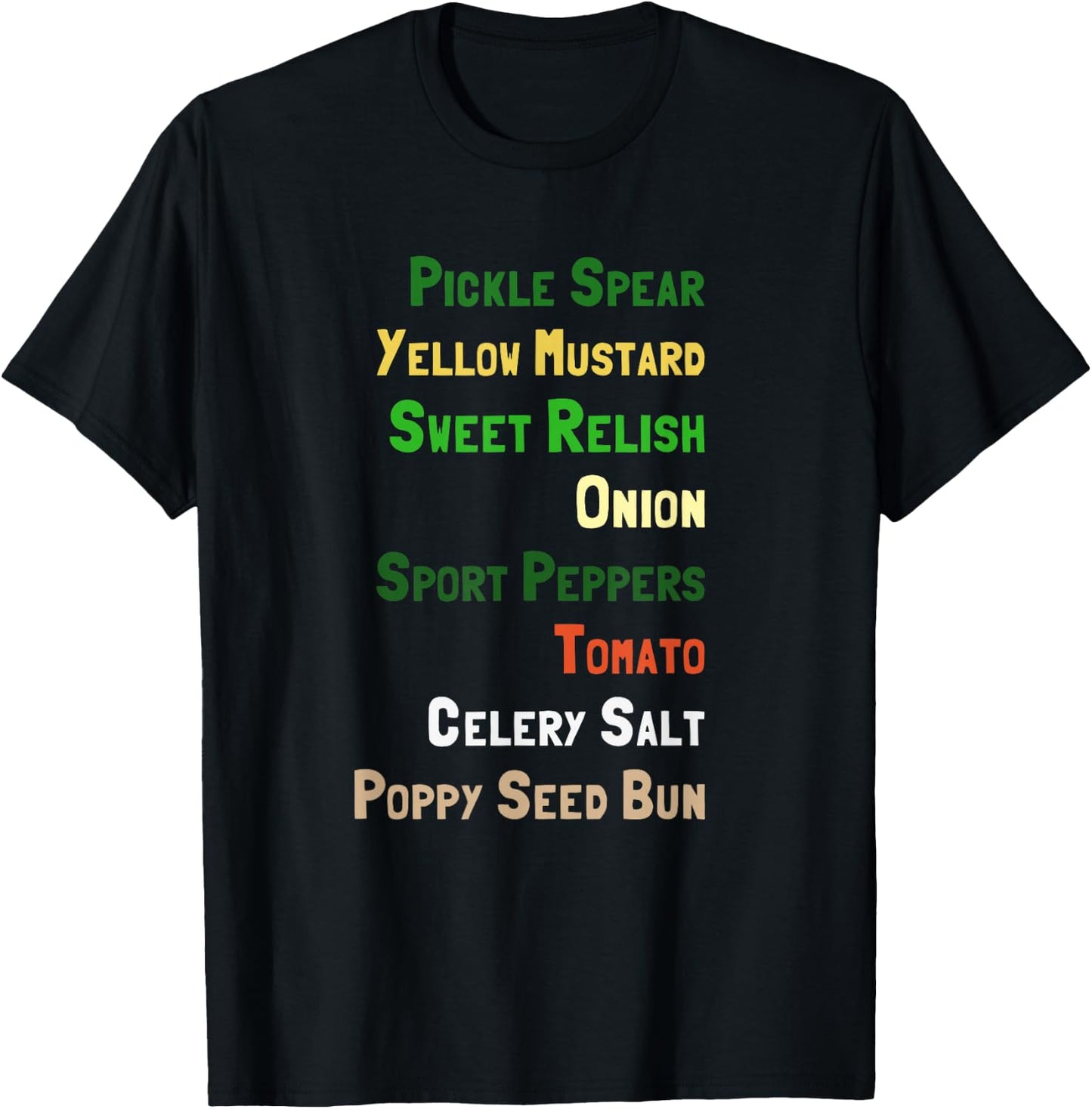 Chicago Hot Dog Ingredients T-Shirt - T-Shirt | Black