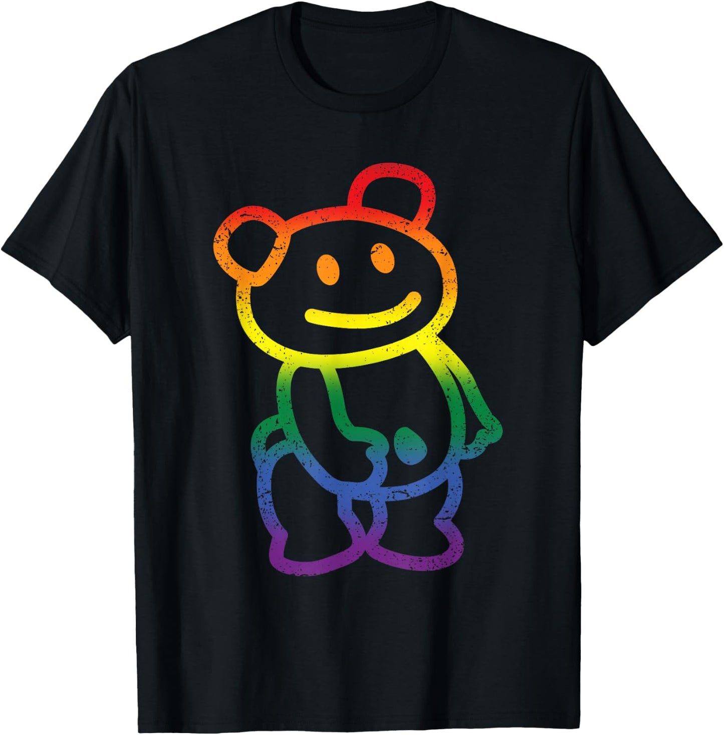 Reflective Bear Gay Pride Flag LGBT-Q Ally Cute Animal T-Shirt - T-Shirt | Black