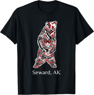 Seward Alaska Native American Indian Brown Grizzly Bear Gift T-Shirt - T-Shirt | Black