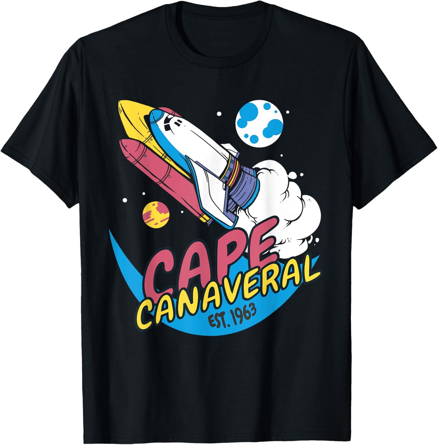 Cape Canaveral Est 1963 Vintage Space Shuttle T-Shirt - T-Shirt | Black