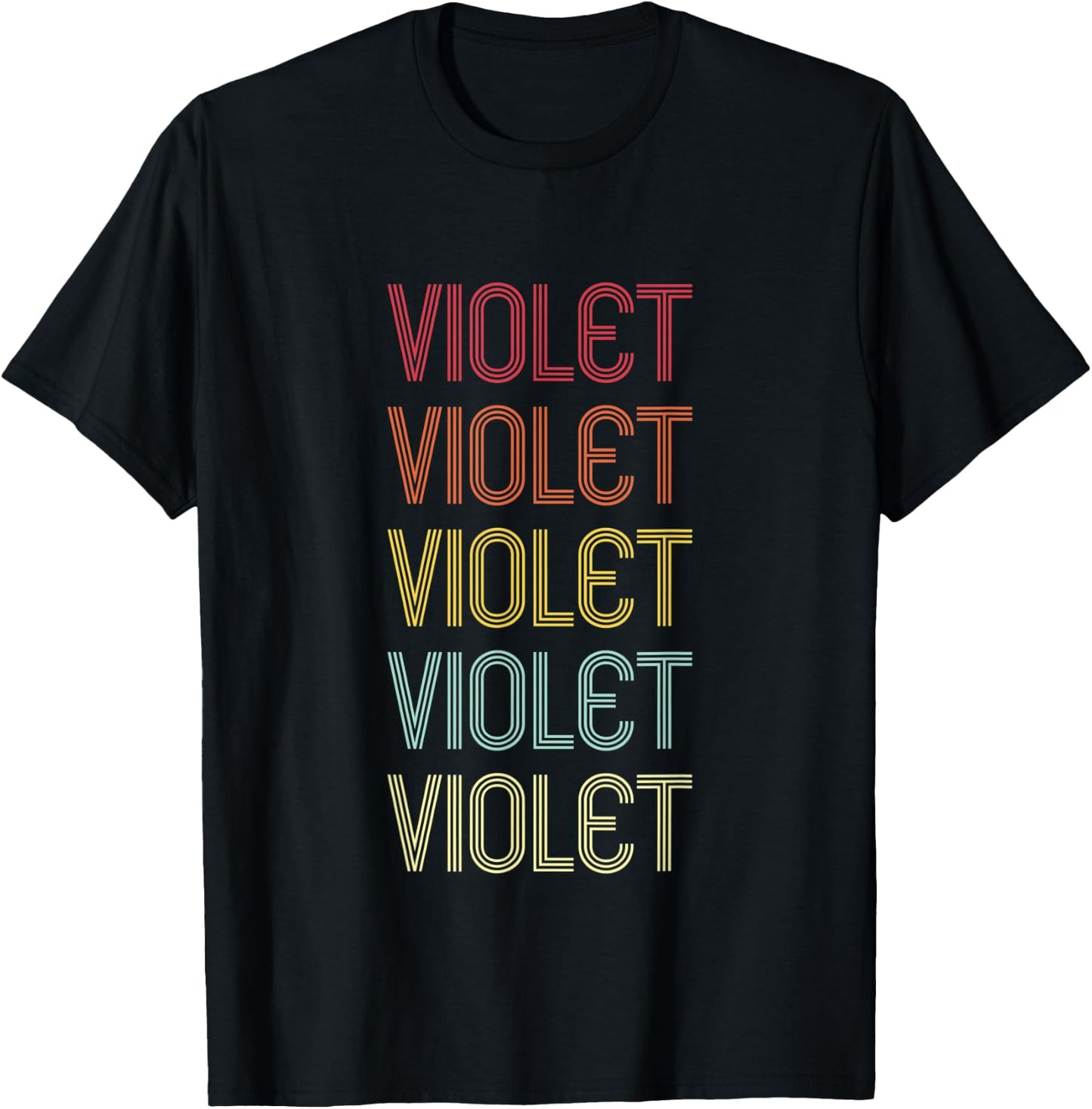 Violet Retro Wordmark Pattern Vintage Personalized 70s T-Shirt - T-Shirt | Black
