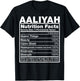 Aaliyah Nutrition Facts Aaliyah Name Birthday Shirt T-Shirt - T-Shirt | Black