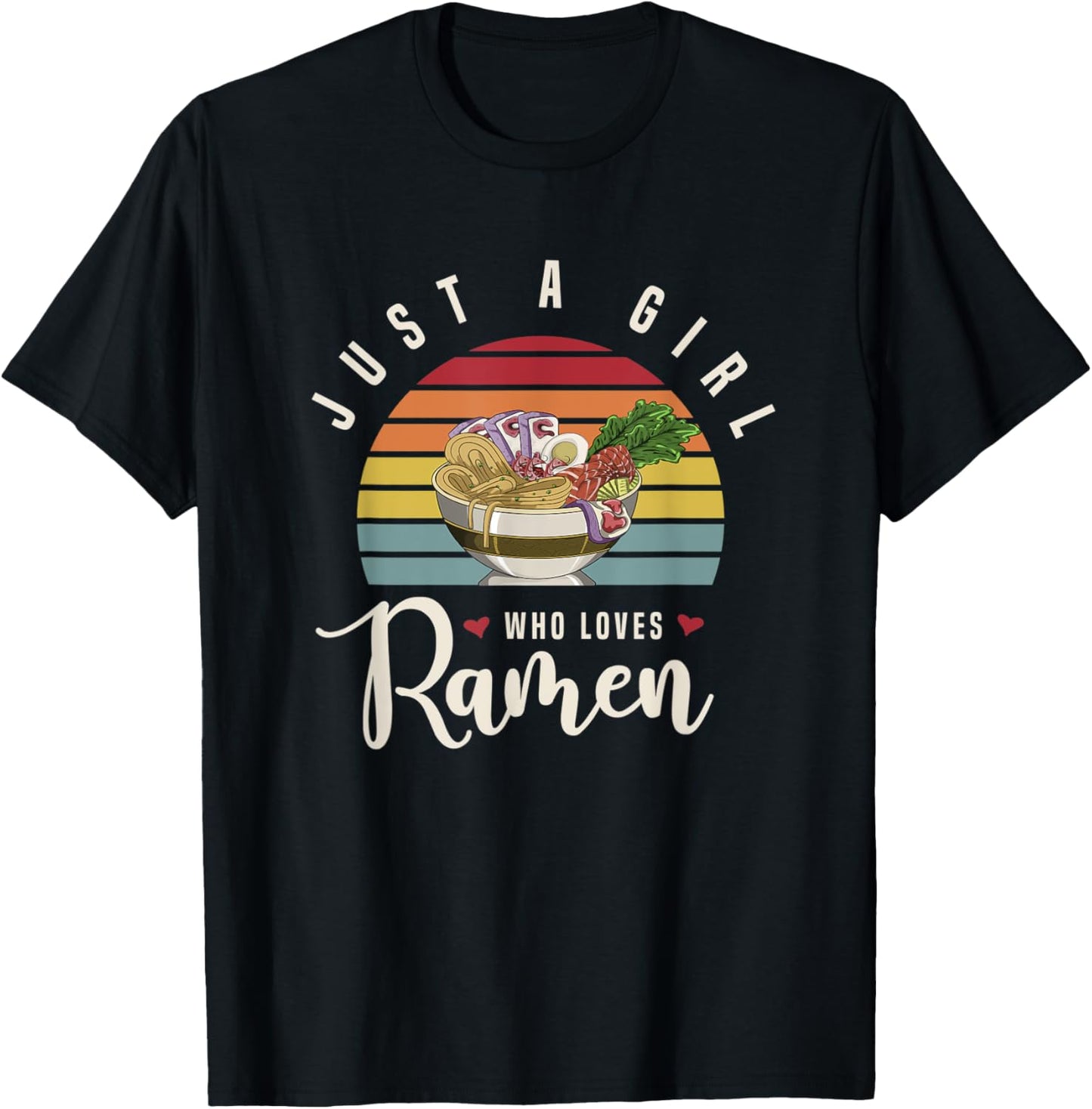 Women Girls Kids Kawaii Asian Food Noodles Gift Retro Ramen T-Shirt - T-Shirt | Black