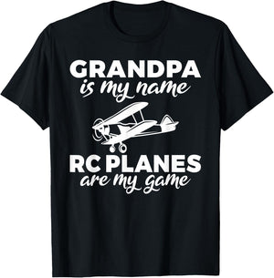Grandpa is my Name Rc Planes are my Game RC Plane Grandpa T-Shirt - T-Shirt | Black