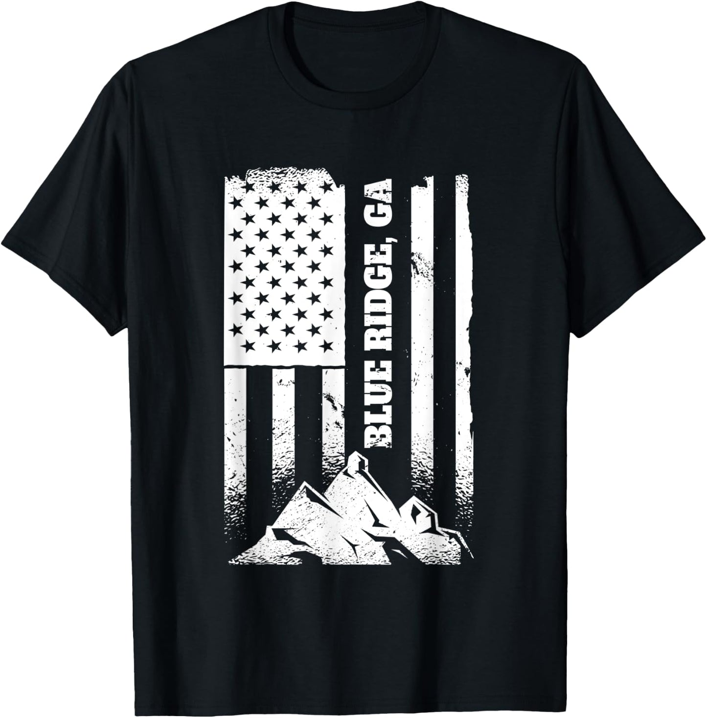 Blue Ridge GA Georgia American Distressed Patriotic Flag Kids Men T-Shirt - T-Shirt | Black