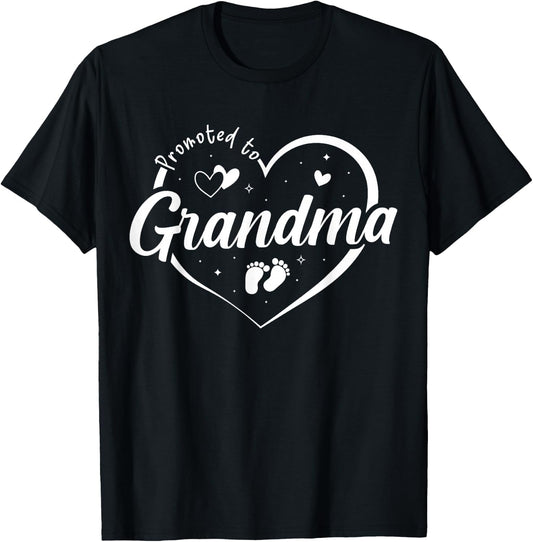Promoted to Grandma Soon to Be Grandmom New Gigi Funny Heart T-Shirt - T-Shirt | Black