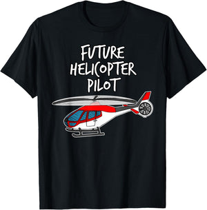 Future Helicopter Pilot For Kids Who Love Helicopters T-Shirt - T-Shirt | Black