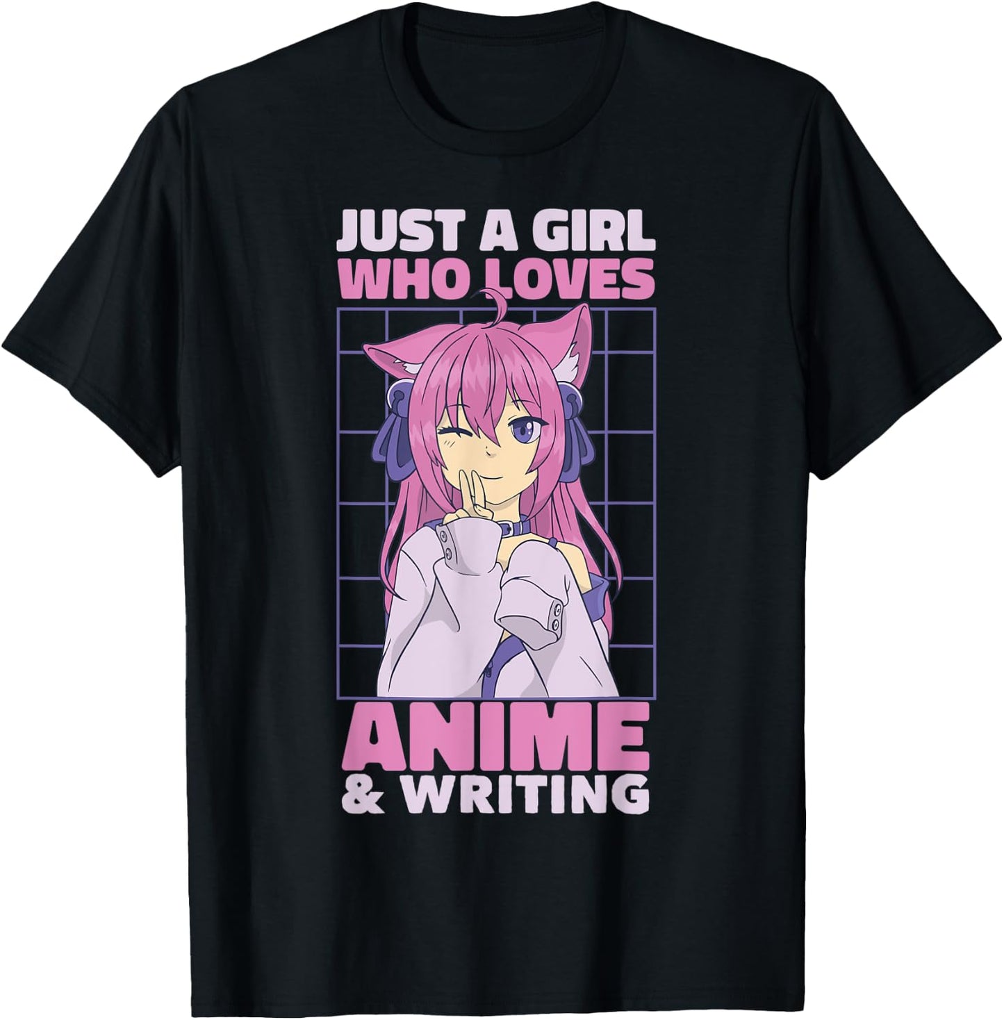 Just A Girl Who Loves Anime | Cute Anime and Writing T-Shirt - T-Shirt | Black