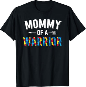 Mommy of a Warrior Family Mom World Autism Awareness Day T-Shirt - T-Shirt | Black