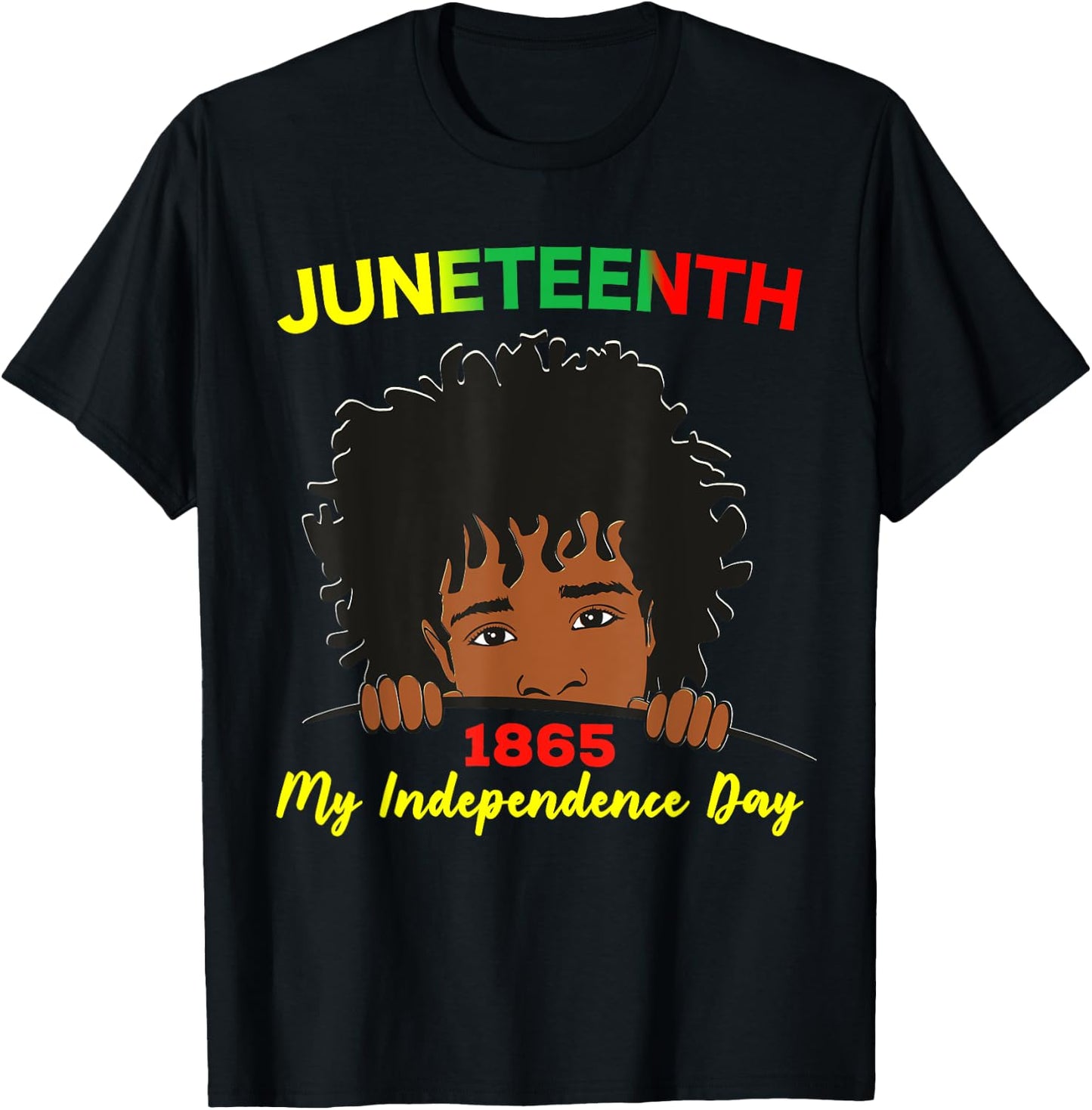 Happy Juneteenth Independence Teen Youth Afro Locs Black Boy T-Shirt - T-Shirt | Black