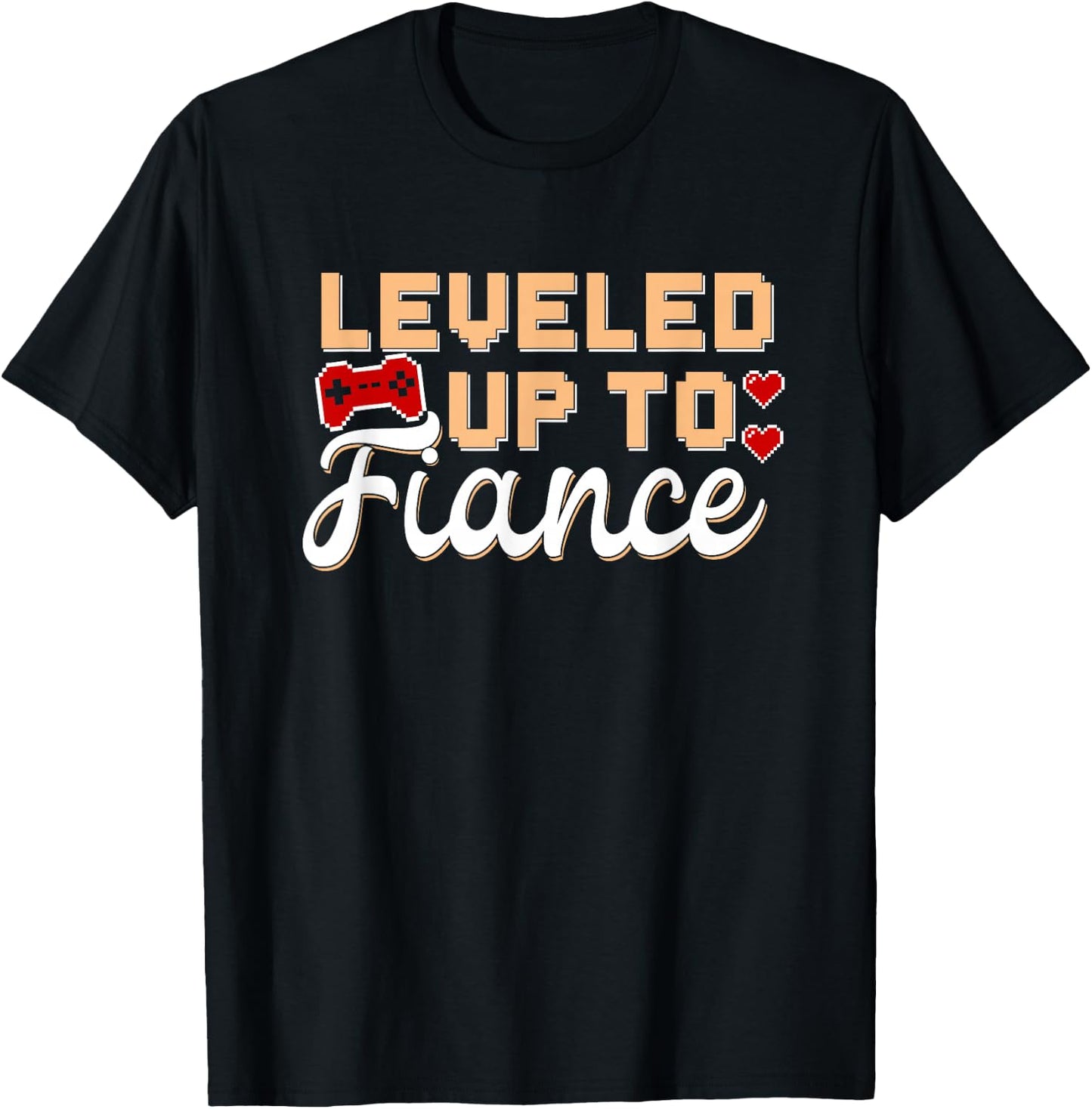 Fiance Gamer Leveled Up Engagement Newly Engaged Couple T-Shirt - T-Shirt | Black