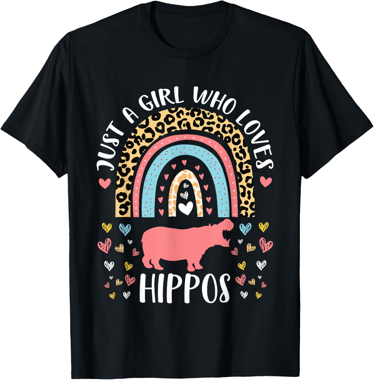 I'm Just A Girl Who Loves Hippos Heart Funny Hippo Lover T-Shirt - T-Shirt | Black