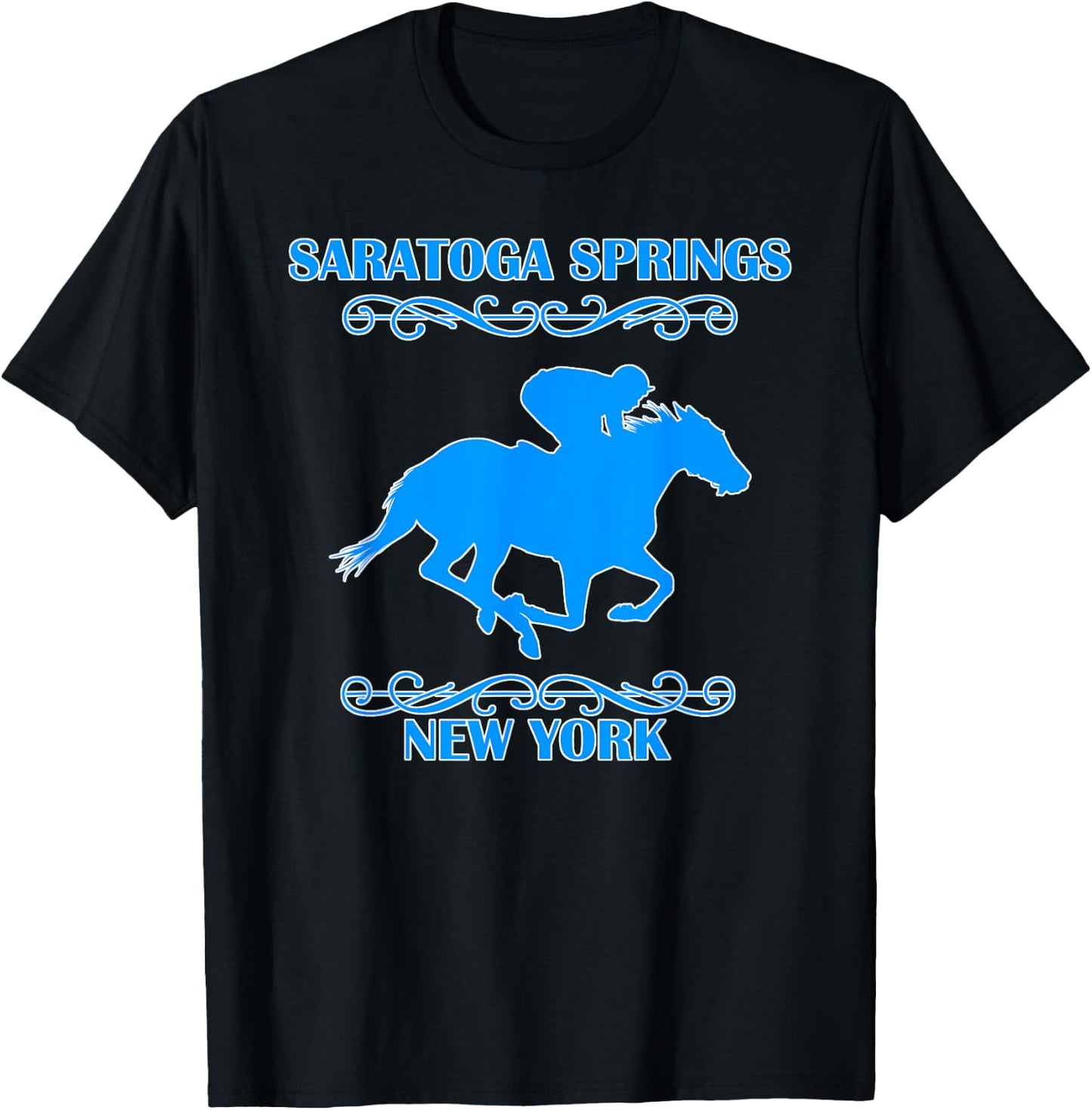 Saratoga Springs Upstate New York Horse Racing Jockey T-Shirt - T-Shirt | Black