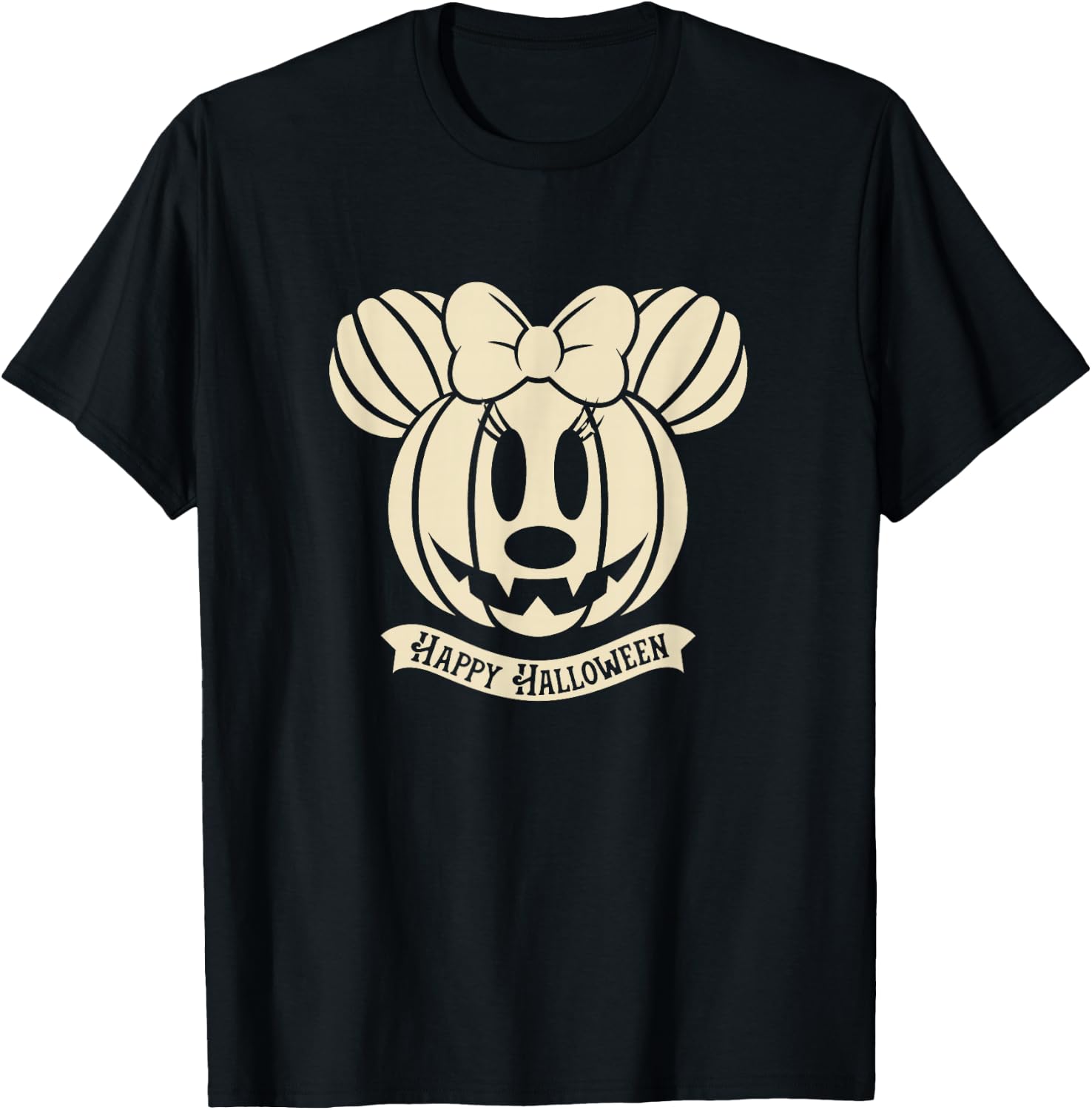 Disney Minnie Mouse Pumpkin Happy Halloween T-Shirt - T-Shirt | Black