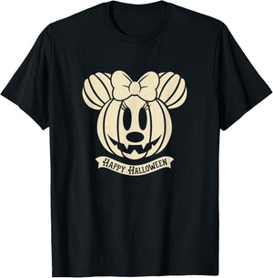 Disney Minnie Mouse Pumpkin Happy Halloween T-Shirt - T-Shirt | Black