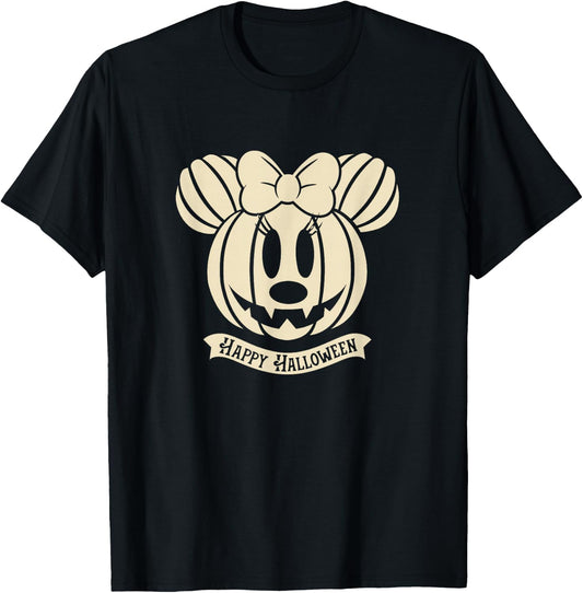 Disney Minnie Mouse Pumpkin Happy Halloween T-Shirt - T-Shirt | Black
