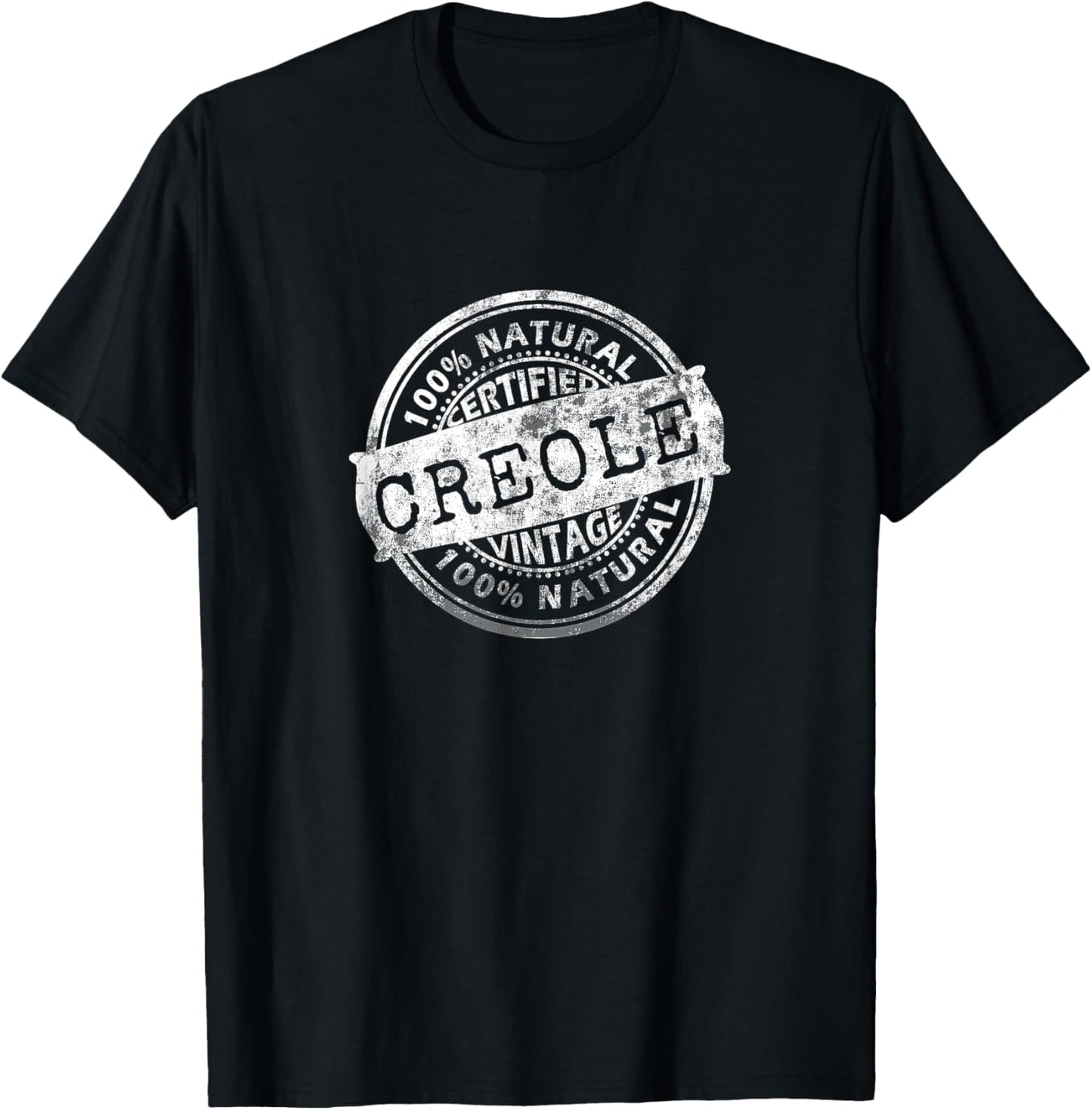 Vintage 100% Certified Creole White Stamp Louisiana T-Shirt - T-Shirt | Black
