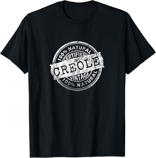 Vintage 100% Certified Creole White Stamp Louisiana T-Shirt - T-Shirt | Black