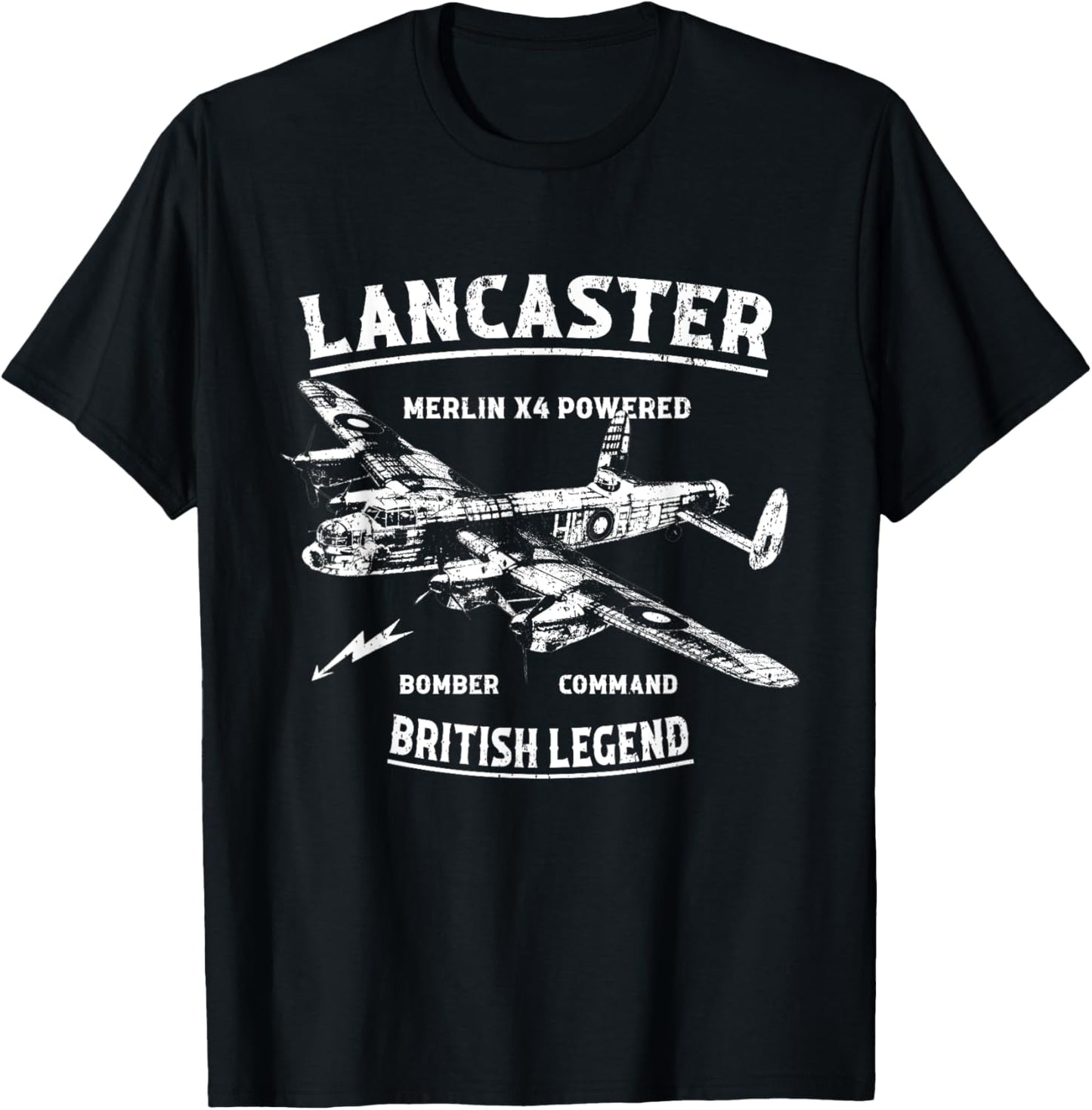 Lancaster Bomber WW2 Aeroplane VE, VJ, D Day T-Shirt - T-Shirt | Black