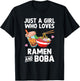 Just A Girl Who Loves Ramen And Boba Bubble Tea Teen Girls T-Shirt - T-Shirt | Black