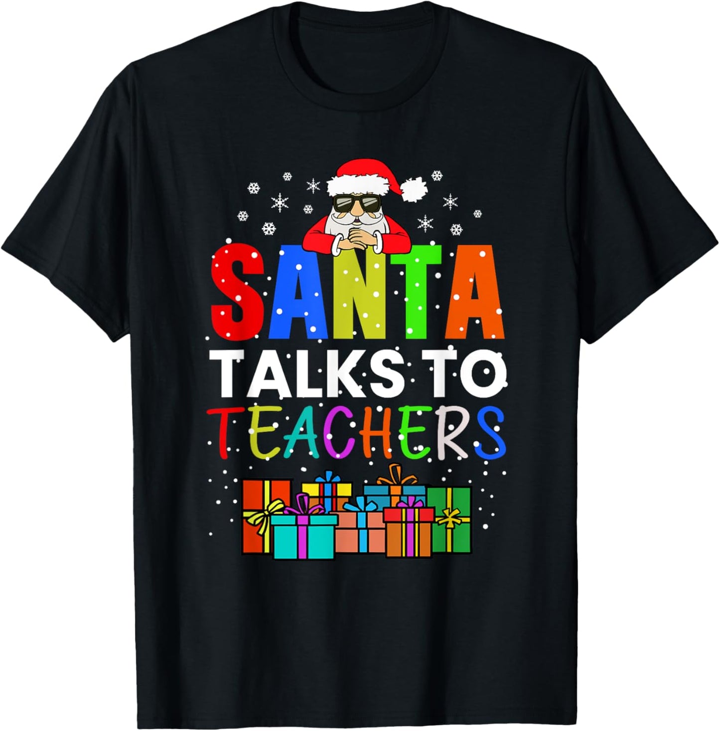 Santa Talks To Teacher Style jersey T-Shirt - T-Shirt | Black