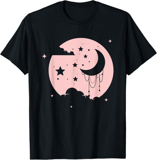 Kawaii Cute Pastel Goth Moon T-Shirt - T-Shirt | Black
