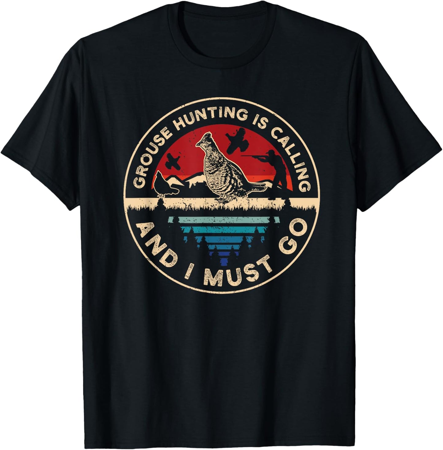 Hunting Ruffed Grouse bird- Retro funny phone calls Hunter T-Shirt - T-Shirt | Black