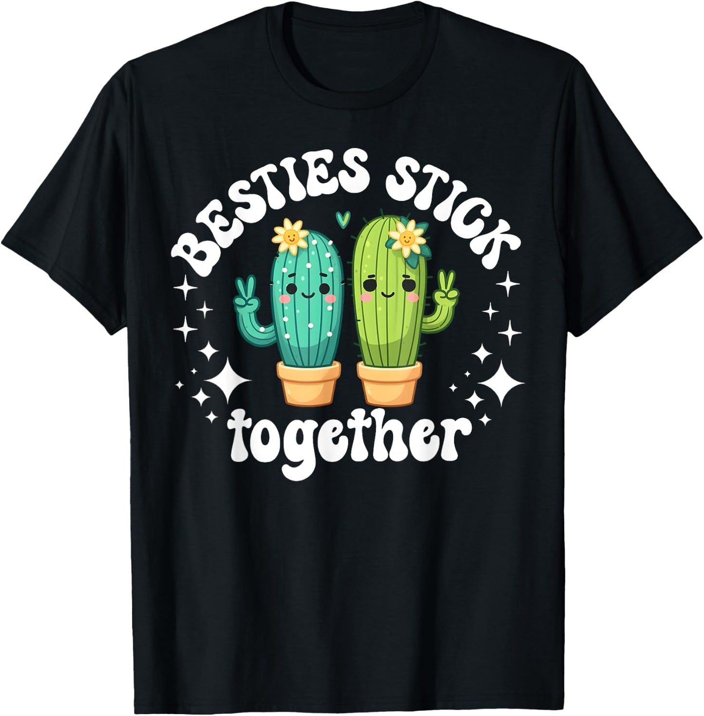 Best Friend Cactus Matching Bestie Girls Tweens BFF Cute Pun T-Shirt - T-Shirt | Black