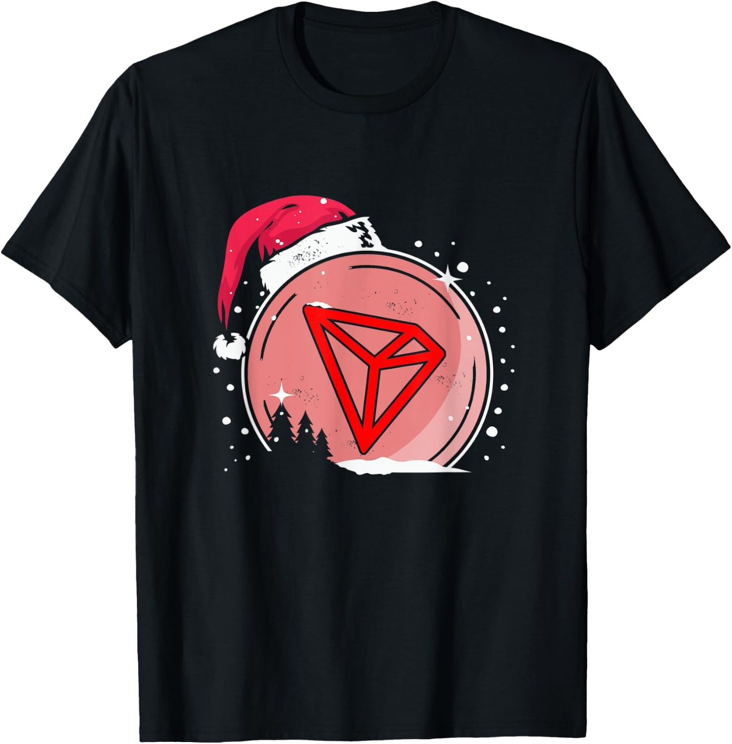 Christmas Santa Hat Tron Hodl TRX Crypto Currency Coin T-Shirt - T-Shirt | Black