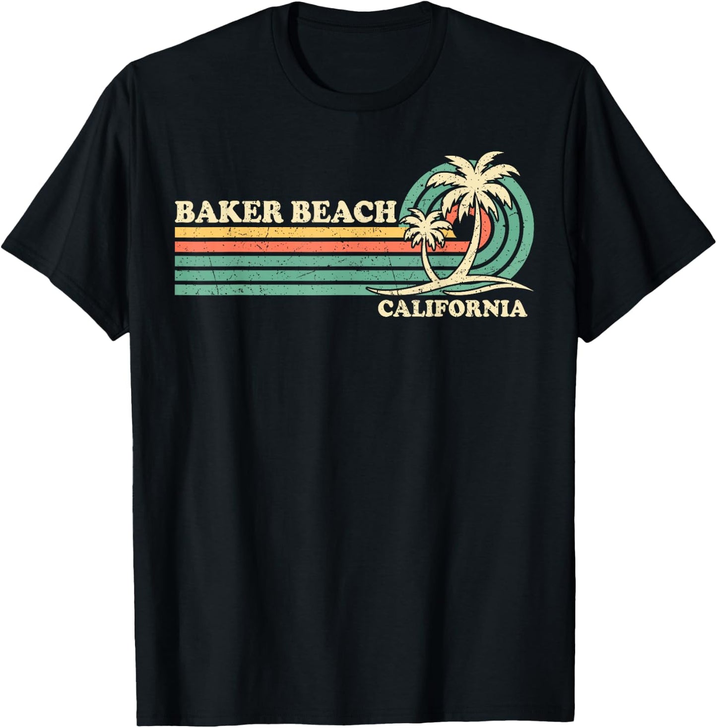 Vintage Retro Summer Vacation California Baker Beach T-Shirt - T-Shirt | Black