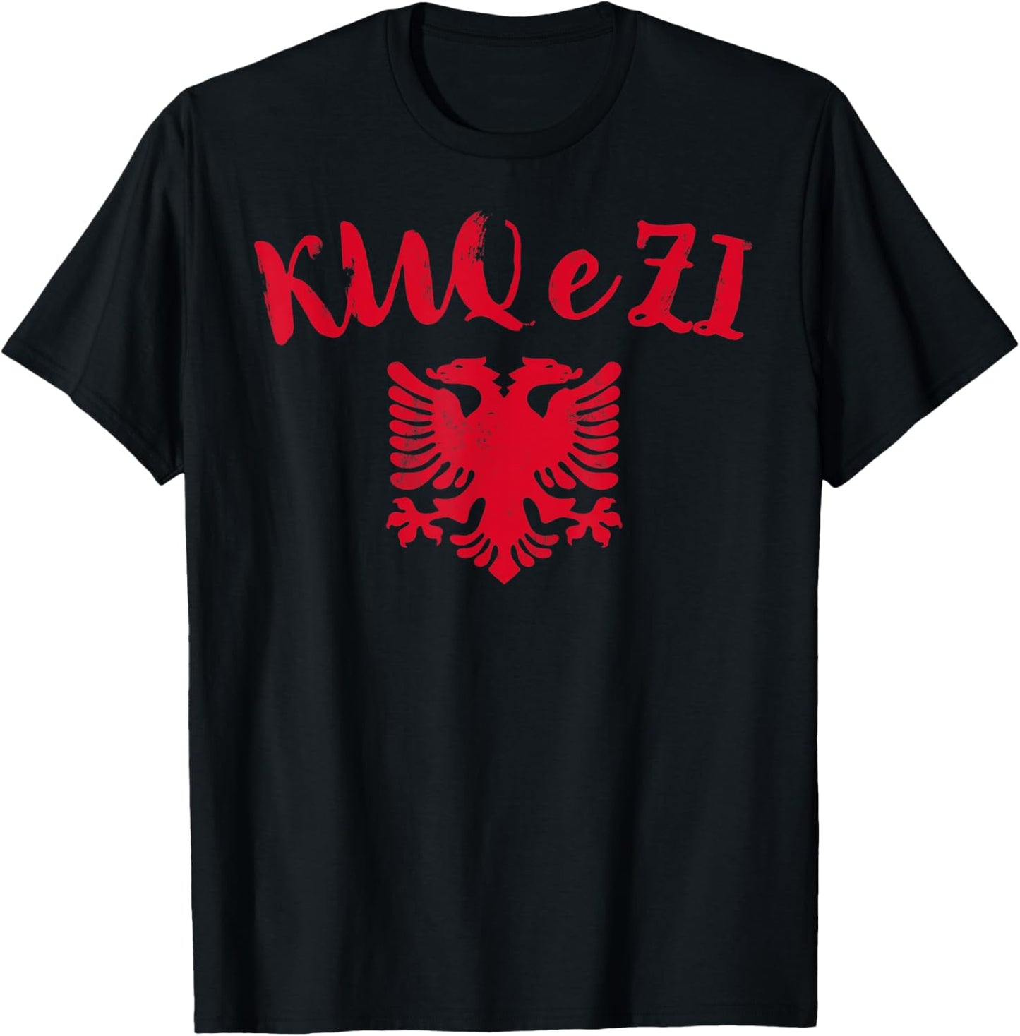 Albania Kosovo Pride Shqiptar KUQ e ZI Eagle T-Shirt - T-Shirt | Black