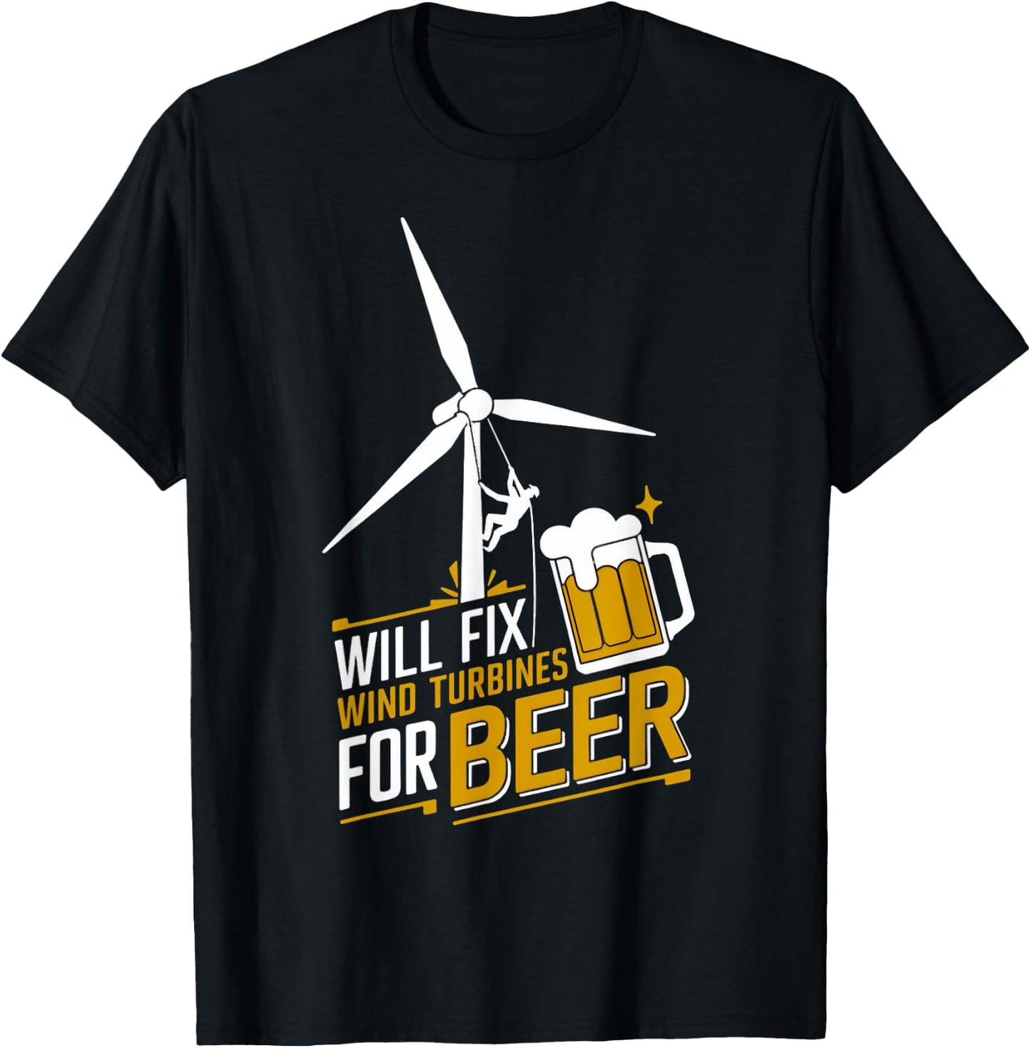 Fix Turbines Beer Windmill Engineer Tech Fan Wind Turbine T-Shirt - T-Shirt | Black