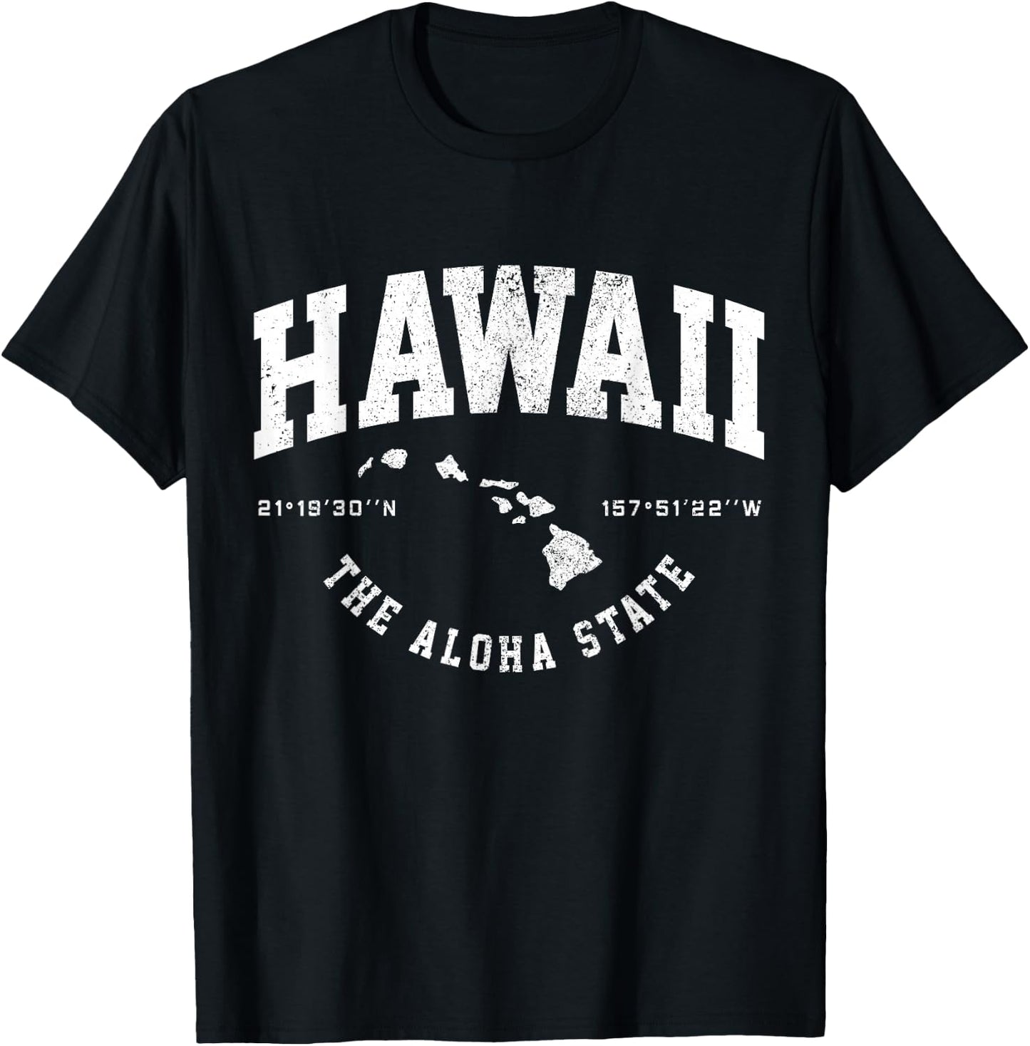 Hawaii Hawaiian Islands Coordinates State Map Souvenir Gift T-Shirt - T-Shirt | Black